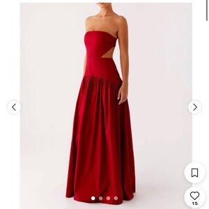 NWT Peppermayo Strapless Red Cutout Maxi Dress